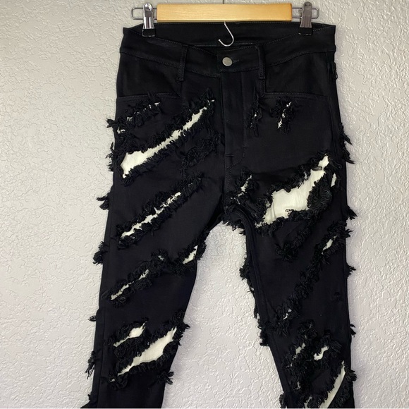 NWOT Rick Owens Black White Distressed Jeans Gethsemane F/W 21 - Picture 2 of 13